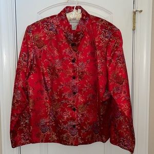 18W Dressbarn red silk coat